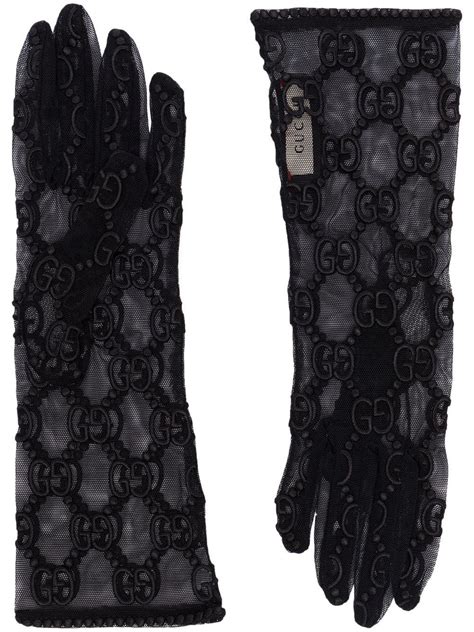 gucci lace gloves black